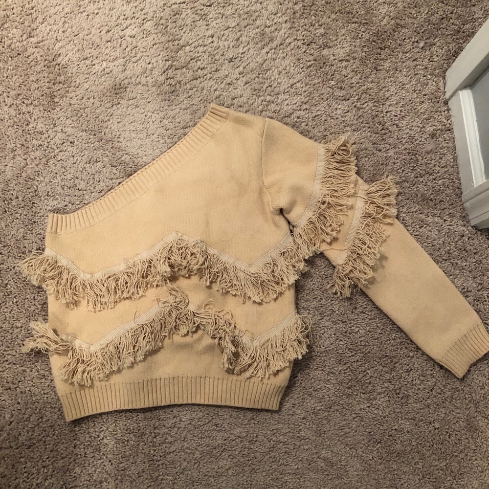 Fringe Off Shoulder Sweater